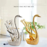 6 Spoon Duck Spoon Set Dessert Spoon with Swan Feather Holder