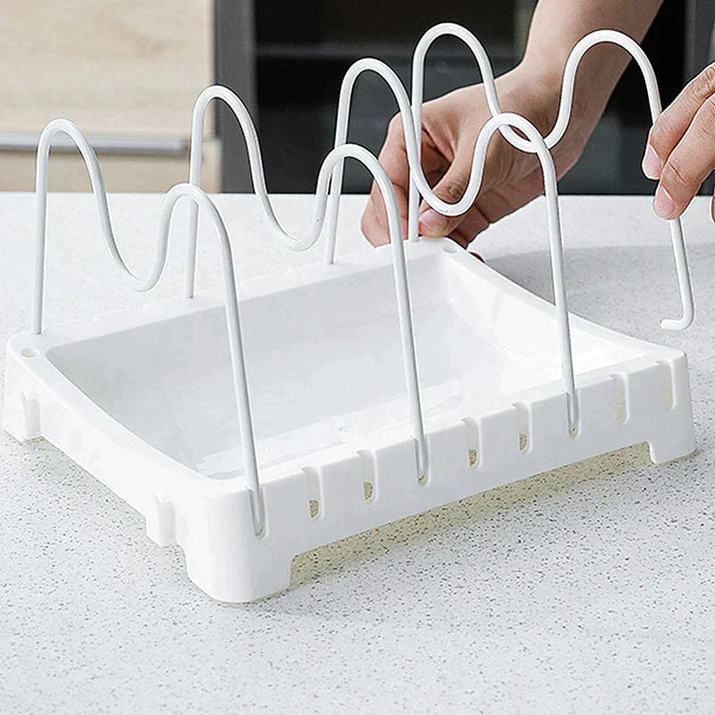 Adjustable Vertical  Pot Cover Rack & Water Tray